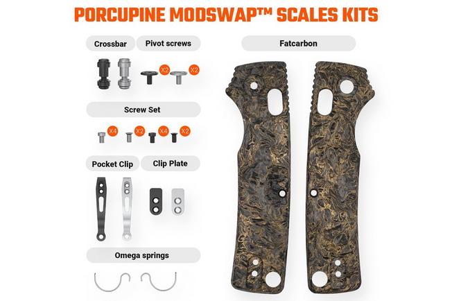 Afbeelding voor Vosteed Porcupine ModSwap W0301 Dark Matter Gold Fat Carbon, handgreepschalen
