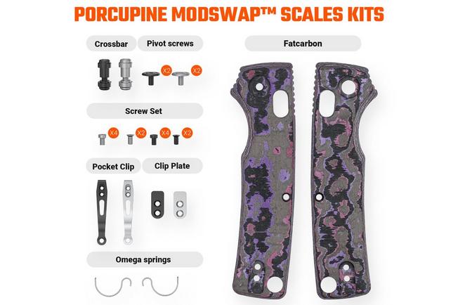 Afbeelding voor Vosteed Porcupine ModSwap W0302 Purple Haze Fat Carbon, handgreepschalen