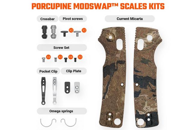 Afbeelding voor Vosteed Porcupine ModSwap W0303 Canvas Rag Burl Yellow Current Micarta, handgreepschalen