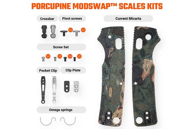 Afbeelding voor Vosteed Porcupine ModSwap W0304 Canvas Rag Burl Green Current Micarta, handgreepschalen
