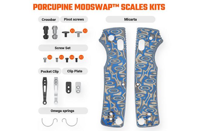 Afbeelding voor Vosteed Porcupine ModSwap W0306 Blue Ocean Micarta, handgreepschalen