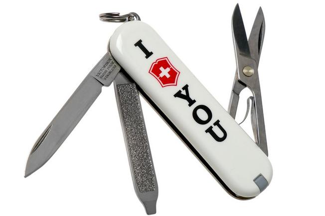 Afbeelding voor Victorinox Classic ‘The Gift’, I Love You, white 0.6233.857 Zwitsers zakmes