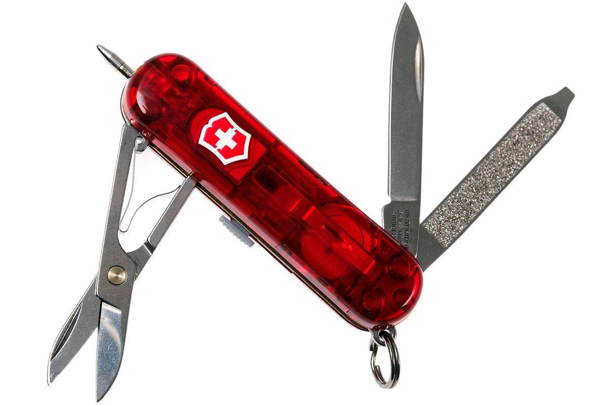 Victorinox, Signature Lite, coltellino svizzero (7 funzioni, penna a sfera,  LED) color argento trasparente