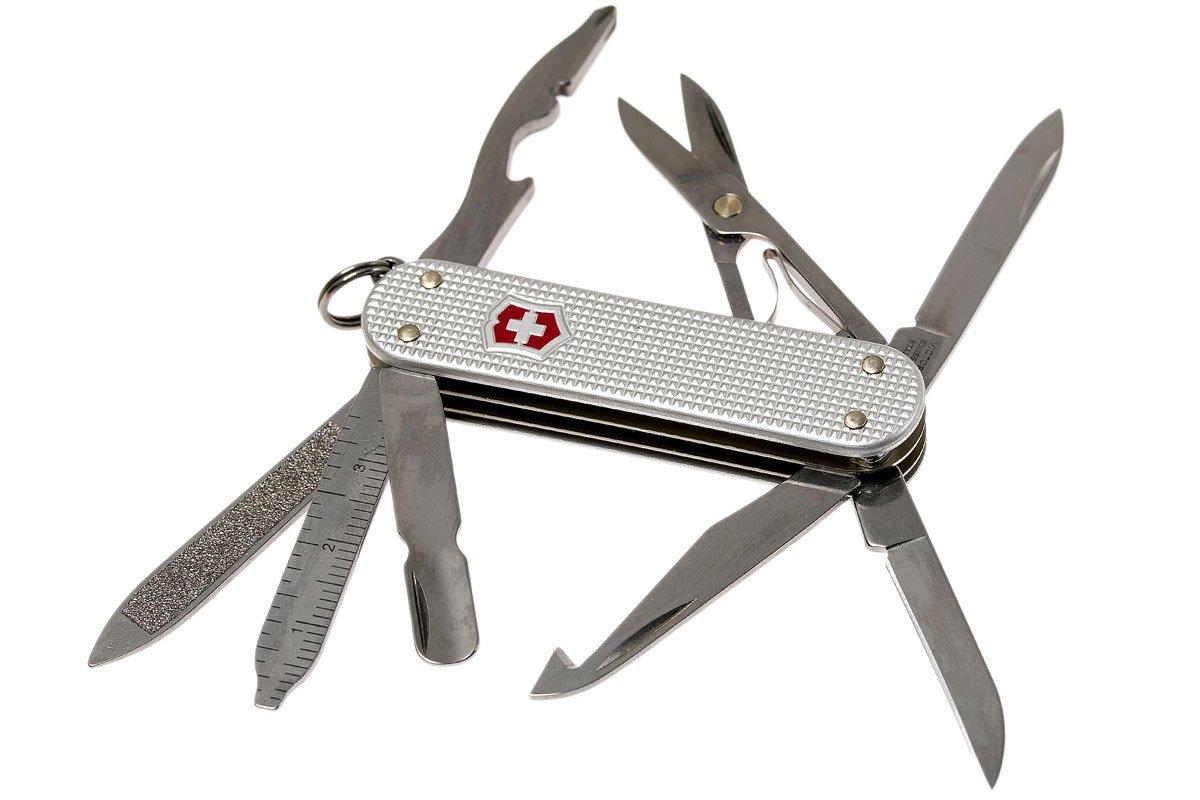 Victorinox Mini Champ Silver Alox - Swiss Army Pocket Knife 58 mm - 14  Tools