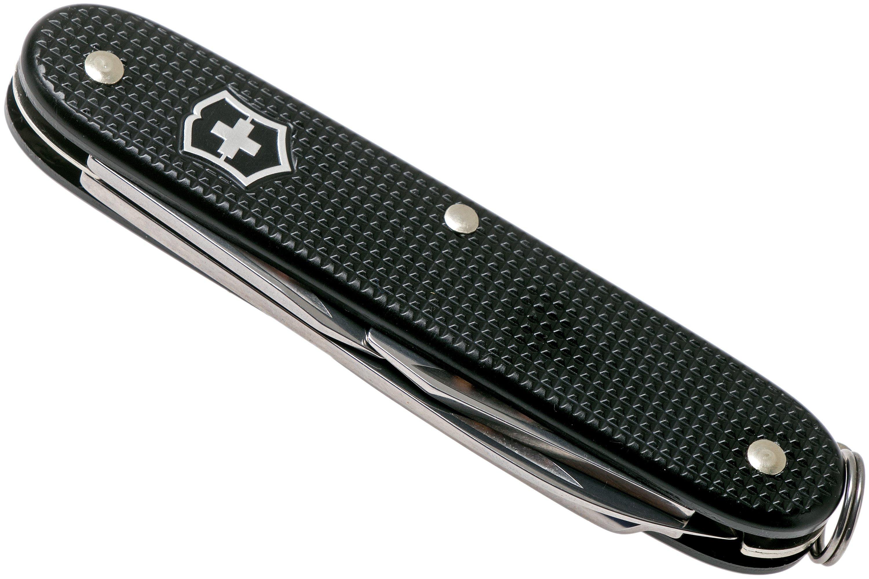 Victorinox Pioneer BLACK Alox Swiss Army Knife W/ Black Leather clip Pouch  NEW