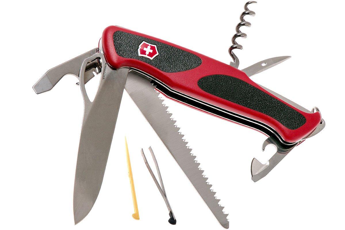 Victorinox, Ranger Grip 79, coltellino svizzero (12 funzioni, lama  bloccabile a una mano) colore rosso/nero & affilatrice doppia, legno,  nero/rosso, misura unica : .it: Sport e tempo libero