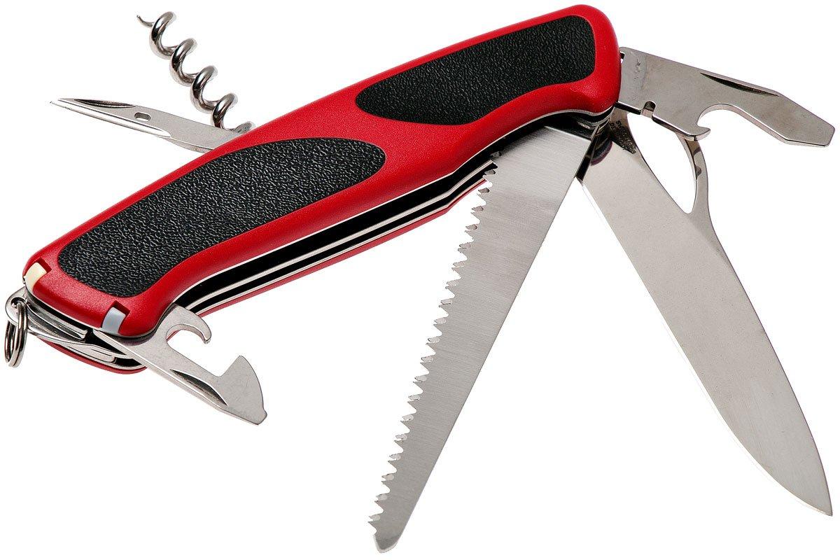  Victorinox Ranger Grip Swiss Army Knife, 12 Function Swiss  Made Pocket Knife with Wood Saw, Large Lock Blade and Toothpick - Ranger 79  Grip Red/Black : Sports & Outdoors