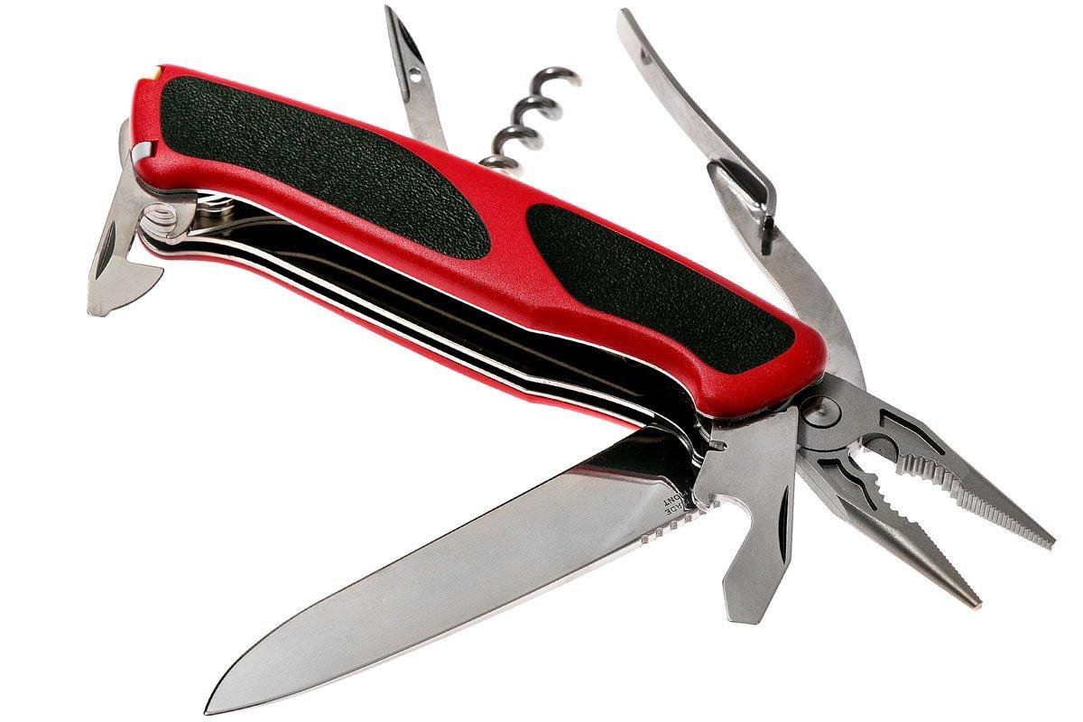 Coltello svizzero Victorinox Rangergrip 52 5 funzioni rosso e nero con lama  bloccabile manico sintetico 0.9523.