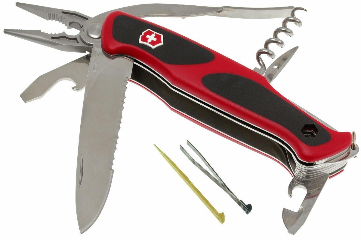 Navaja suiza Victorinox Ranger Grip 74 0.9723.CB1 Roja/Negra, 14 funciones  Incluye una hoja bloqueable