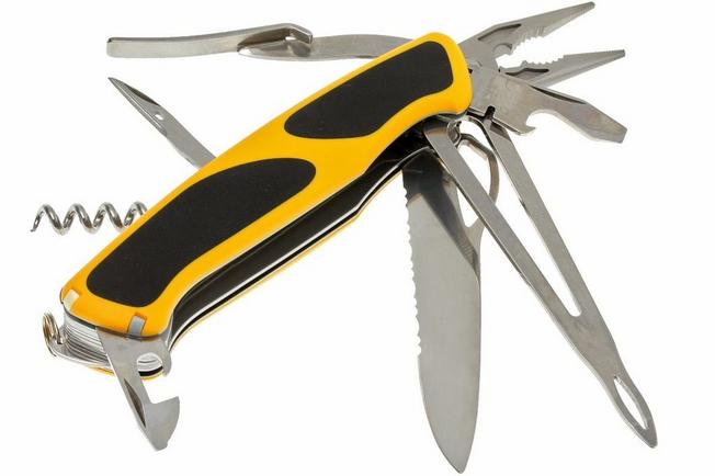  Victorinox Ranger Boatsman MW Grip Swiss Army Knife, 22  Function Swiss Made Pocket Knife with Shackle Opener and Nylon Pouch –  Yellow/Black : Sports & Outdoors