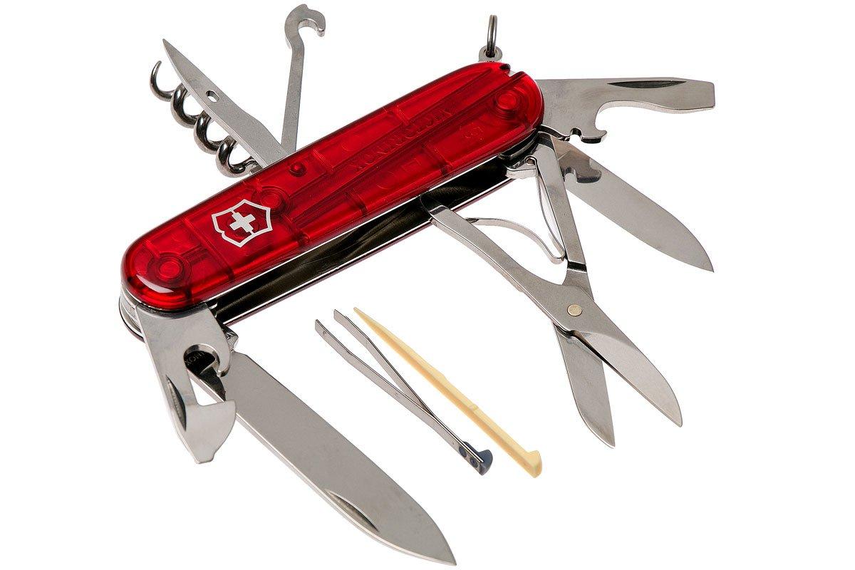 red　transparant　Swiss　pocket　knife,　Climber,　shopping　at　Victorinox　Advantageously
