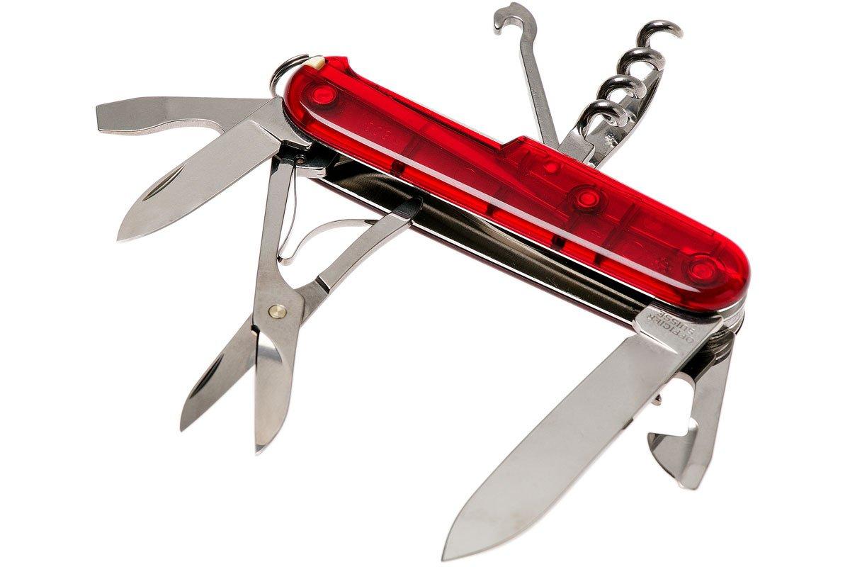 Victorinox Climber, Swiss pocket knife, transparant red .