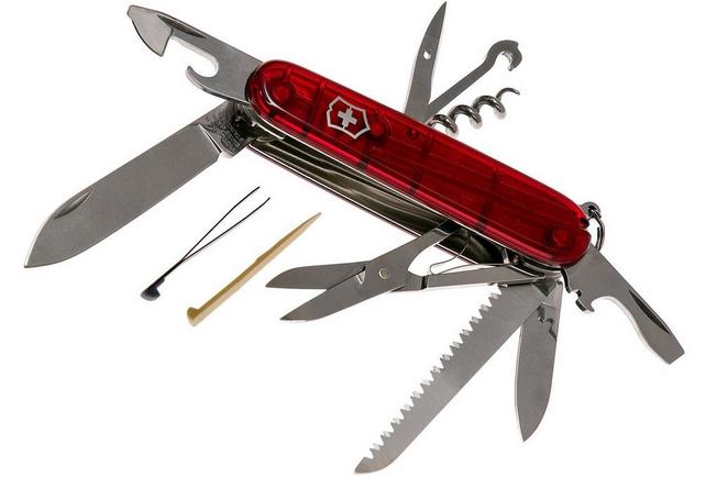 Victorinox Huntsman, coltellino svizzero, rosso trasparente