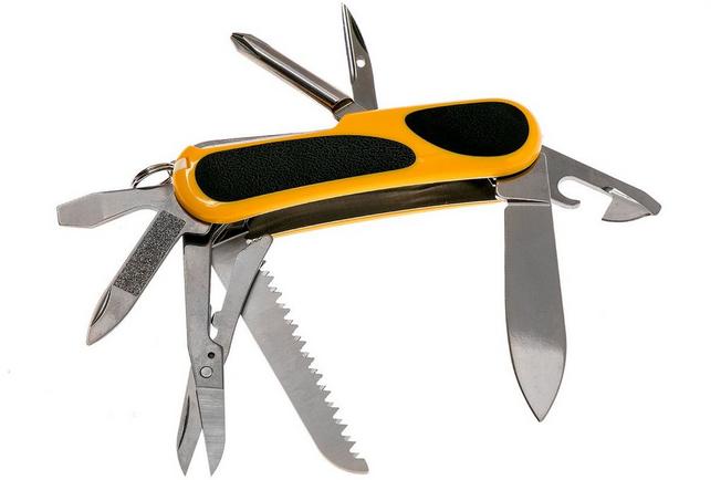 Victorinox EvoGrip S18 Yellow Swiss Army Knife, 15 Functions, Yellow & Black