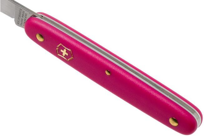 4 Swiss Floral Straight Knife Pink Handle 