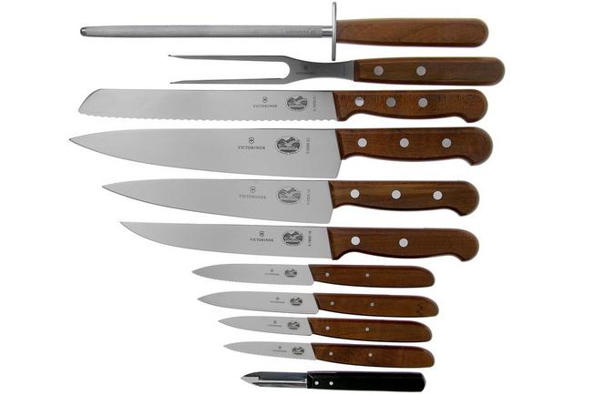 Black & Brown Kitchen Knife Set with Block Stainless Steel Blades