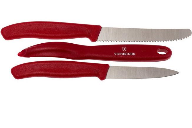 Victorinox Swiss Classic Paring Knife Set with Peeler (3 Pcs) - Red