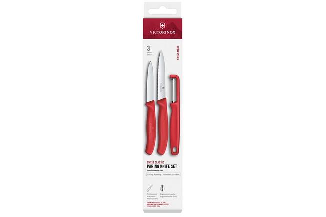 Image for Victorinox SwissClassic vegetable knives and peeler Chili Red, set of 3, 6.7111.33C1