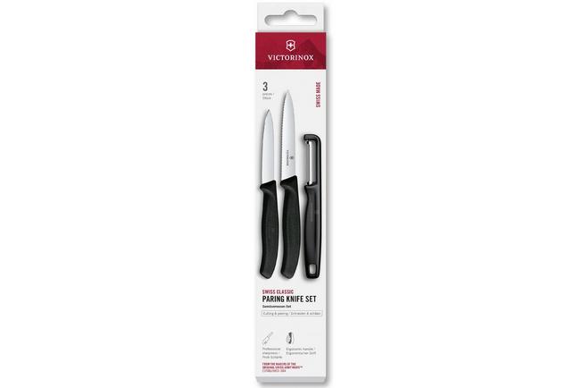 Bild für Victorinox Swiss Classic 6.7113.33 Straight/Wavy, Black, Set aus 2 Gemüsemessern mit I-Schäler, 3-teilig