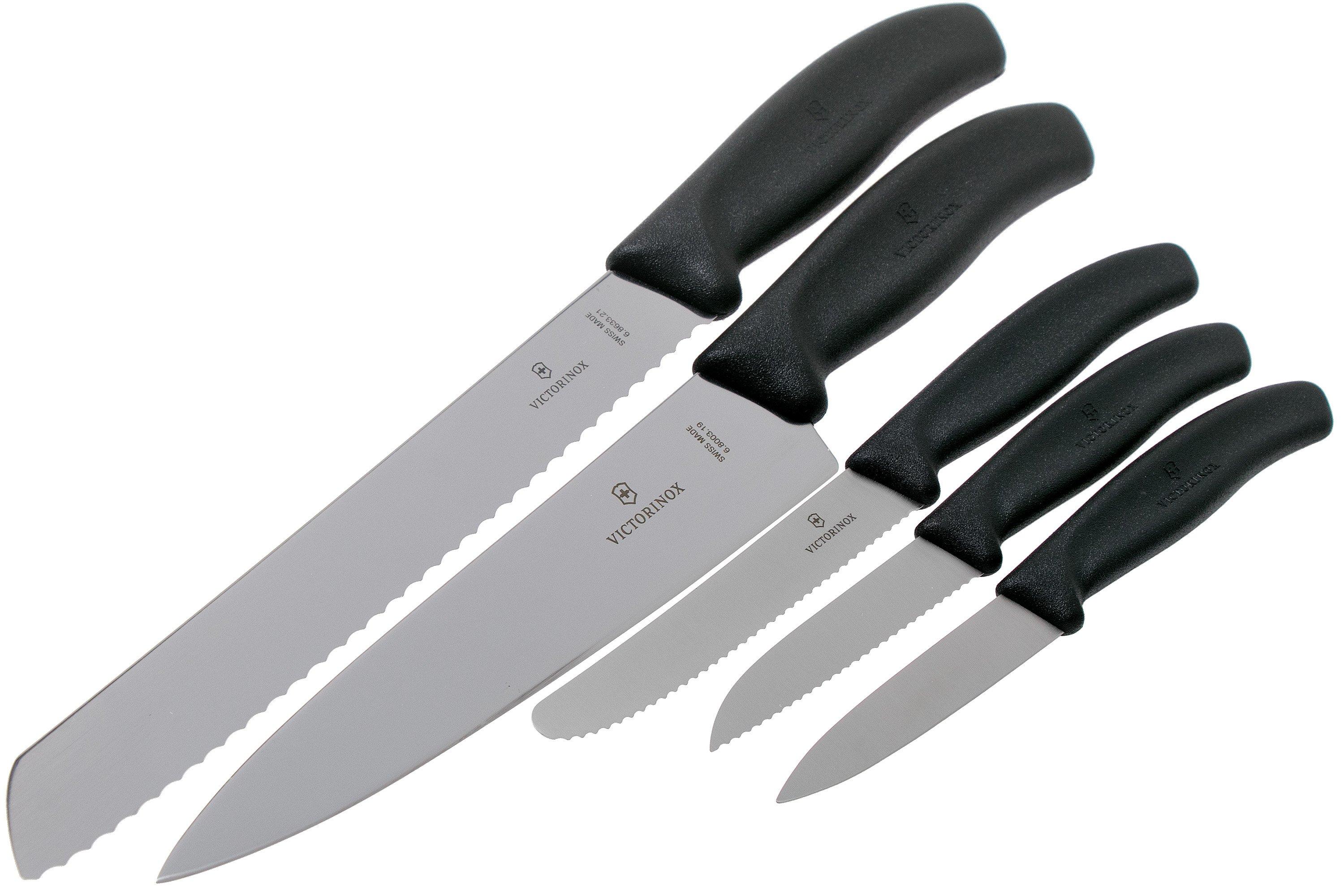  Victorinox Swiss Classic Kitchen Knife Set, 5 Pieces - Paring  Knives, Utility Knife, Carving Knife and Bread Knife - Black, Multiple:  Home & Kitchen