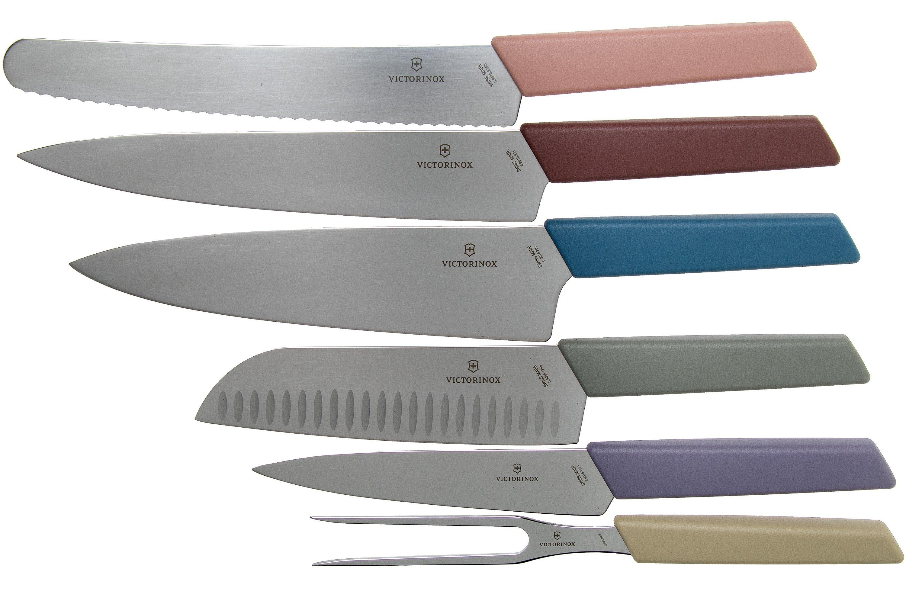 Victorinox Swiss Modern Kitchen Knife Block Set In Stainless & Walnut 6  Pieces