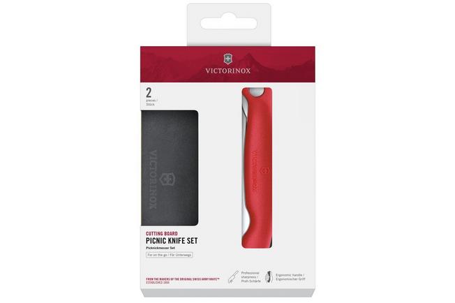 Image for Victorinox SwissClassic Cutting Board Picnic Knife Set 6.7191.FC1 Chili Red, 2-piece