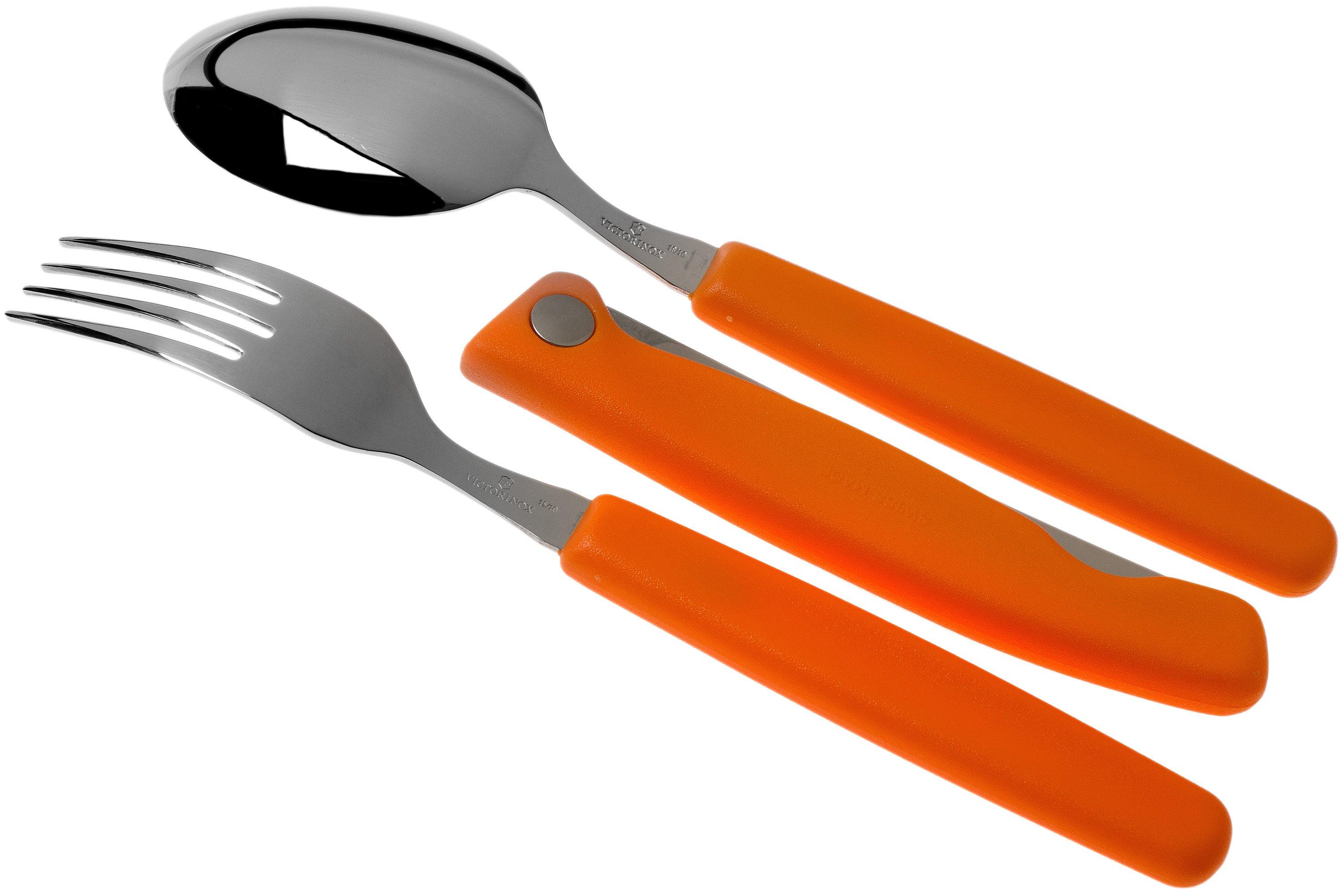 Victorinox Swiss Classic 3-delige bestekset oranje met inklapbaar mes, 6.7192.F9 | Voordelig kopen bij