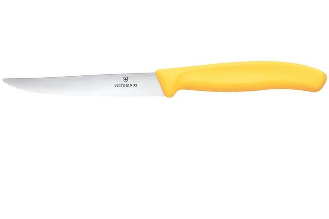 Image for Victorinox Swiss Classic Steak & Pizza Knife 6.7238.C1 Wavy, Yellow, serrated steak knife