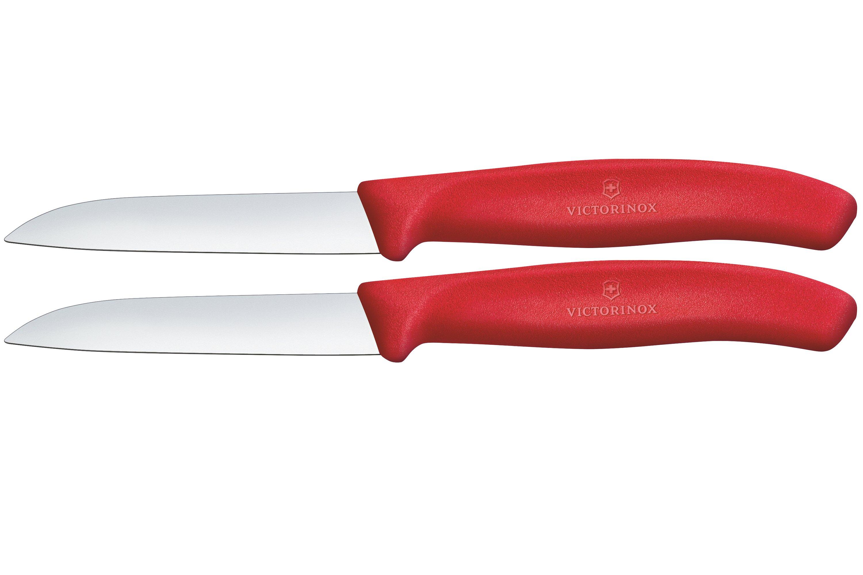 Set De 2 Couteaux à Légumes Victorinox - Lame 8 Cm, Droit Et Dentelé, Extra Tranchant, Manche Noir