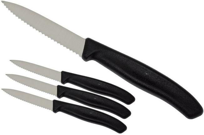 Victorinox SwissClassic vegetable knives partly serrated black