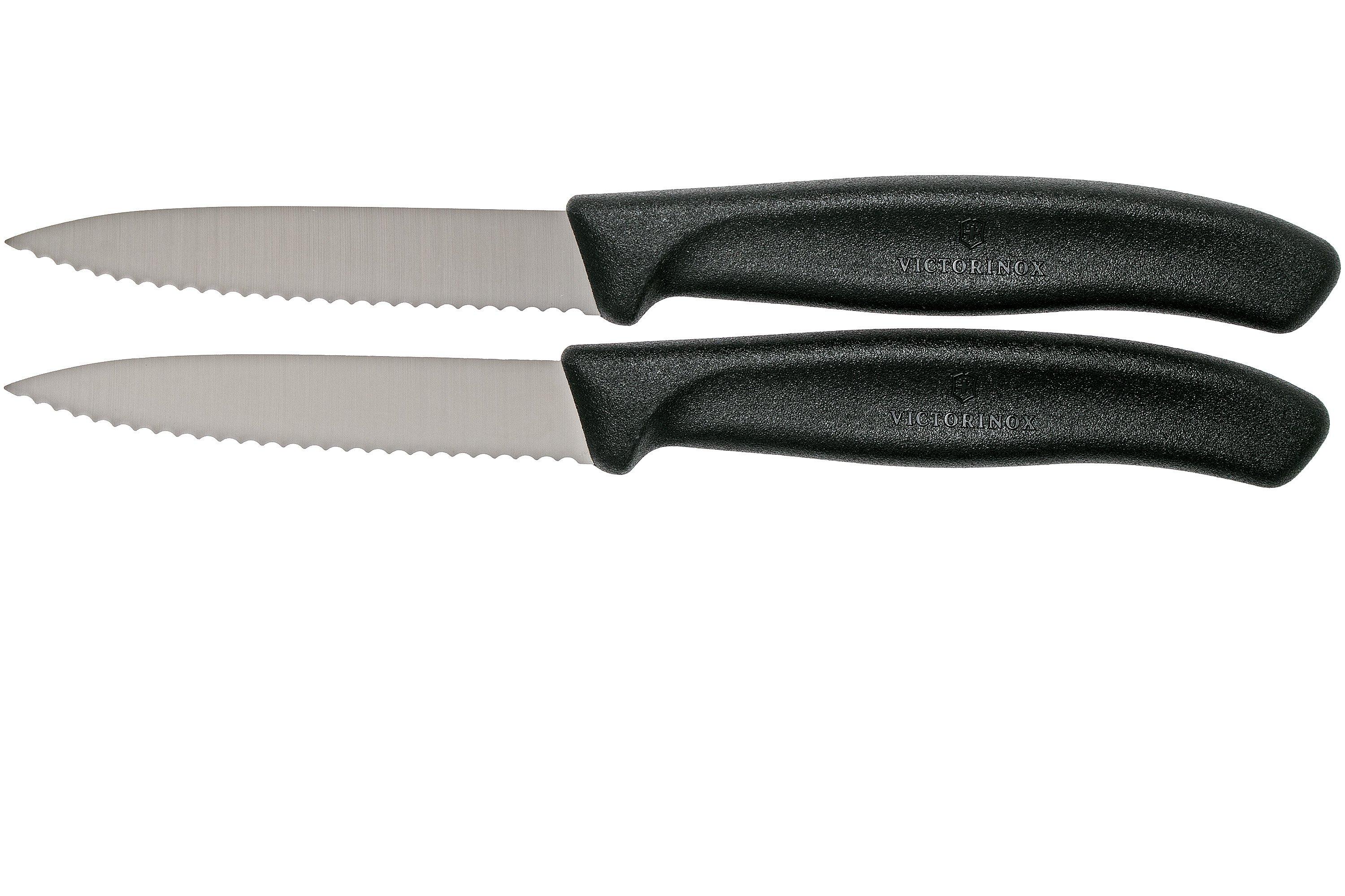 Victorinox SwissClassic coltelli da verdure seghettati nero 8 cm, set di  due, VT6-7633-B