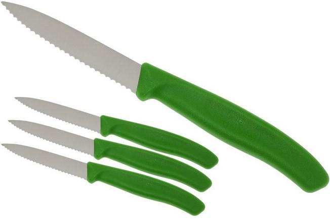 Image for Victorinox Swissclassic serrated vegetable knives green, set of 4, 6.7636.L114-4