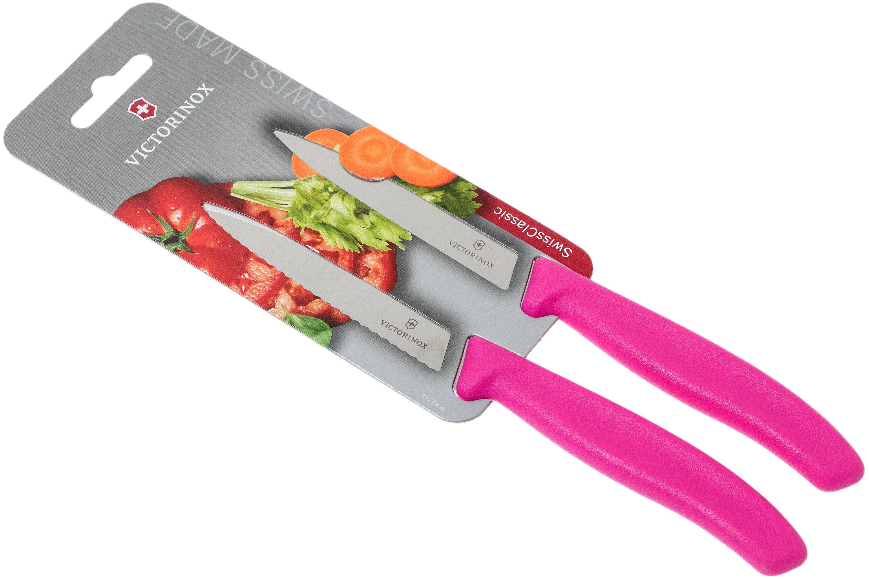 Victorinox SwissClassic coltelli da verdure liscio e seghettato rosa 10 cm, set  di 2, VT6-7796-L5B