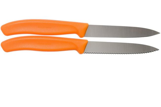 Victorinox SwissClassic dentado/liso cuchillo de verduras naranja 10 cm,  Set de 2 VT6-7796-L9B