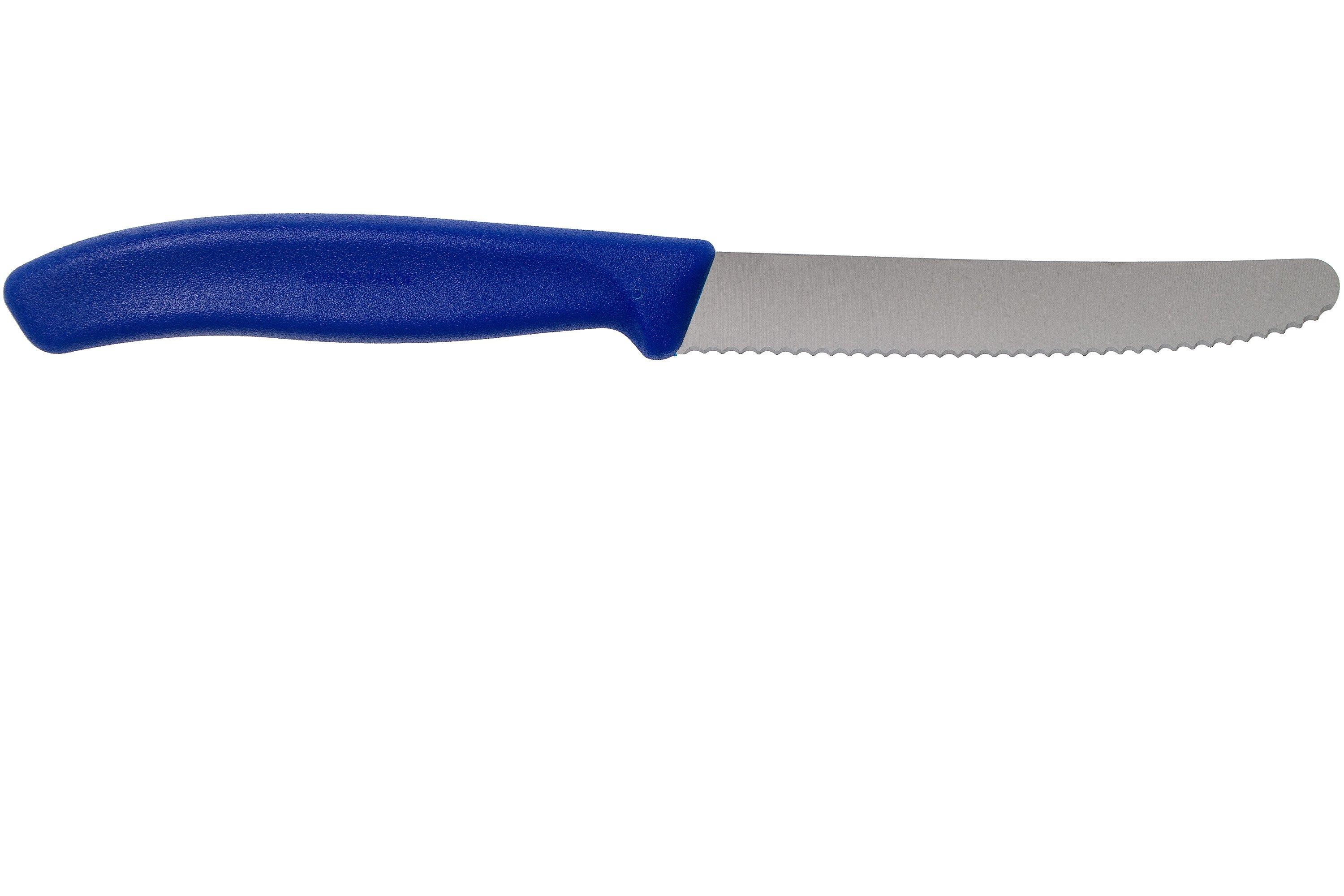Victorinox Lot De 5 Couteaux à Tomates Swiss Classic Bleu Caraïbes - Lames Dentelées