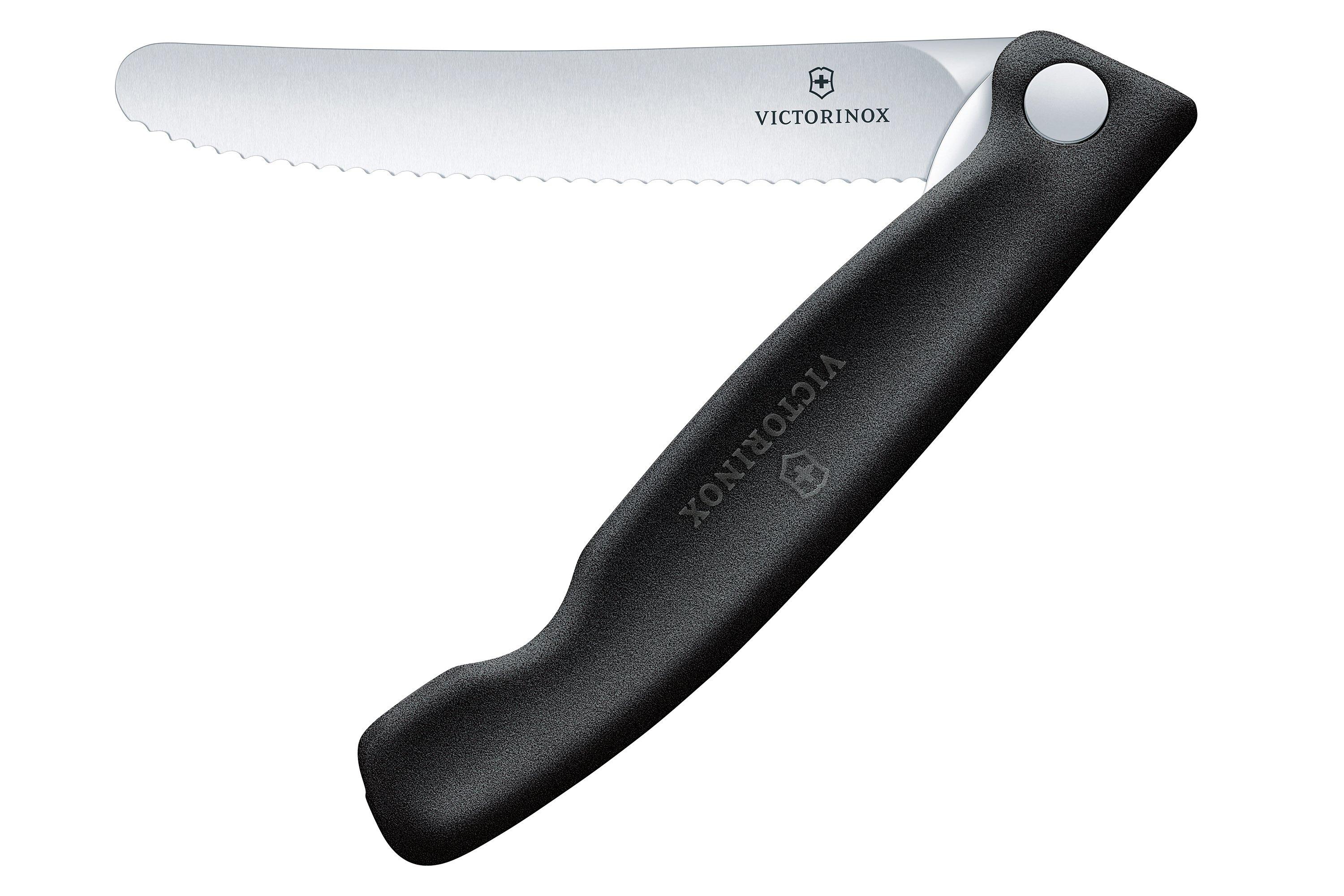 Victorinox Swiss Classic Picnic Knife Wavy, Black, cuchillo para  verduras dentado plegable