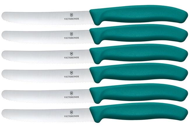 Image pour Victorinox Swiss Classic 6.7834.6C1 Tomato & Table Knife, Wavy, Green, set de 6 couteaux à tomates