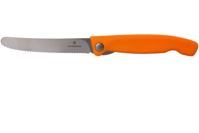 Victorinox Swiss Classic - Cuchillo de pelar plegable, borde ondulado,  color naranja, 4.3 pulgadas