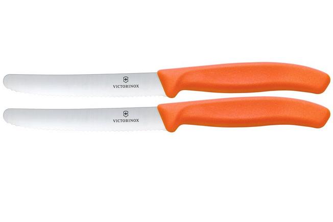 Image pour Victorinox Swiss Classic 6.7839.2C1 Tomato & Table Knife, Wavy, Orange, set de 2 couteaux à tomates