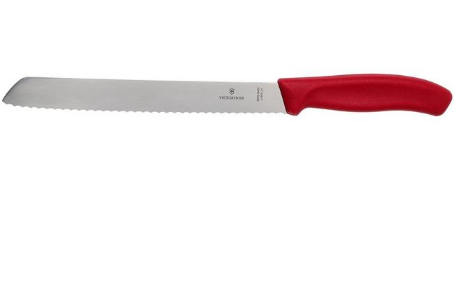 Victorinox Swiss Classic cuchillo de pan, filo de sierra, 21 cm, rojo,  Blister
