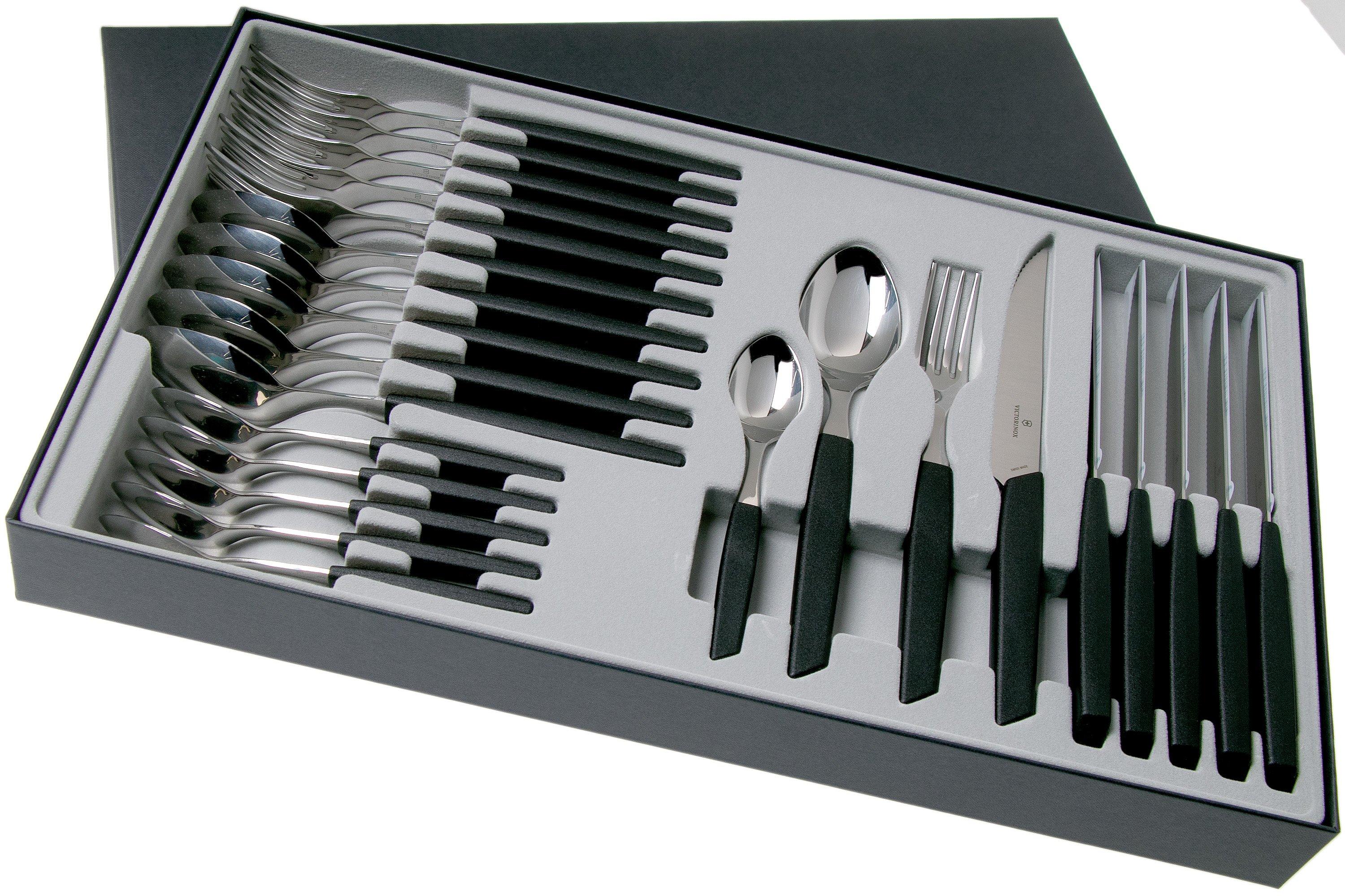 Victorinox Swiss Modern 6.9093.12W.12, 12-piece cutlery set with steak knife,  black