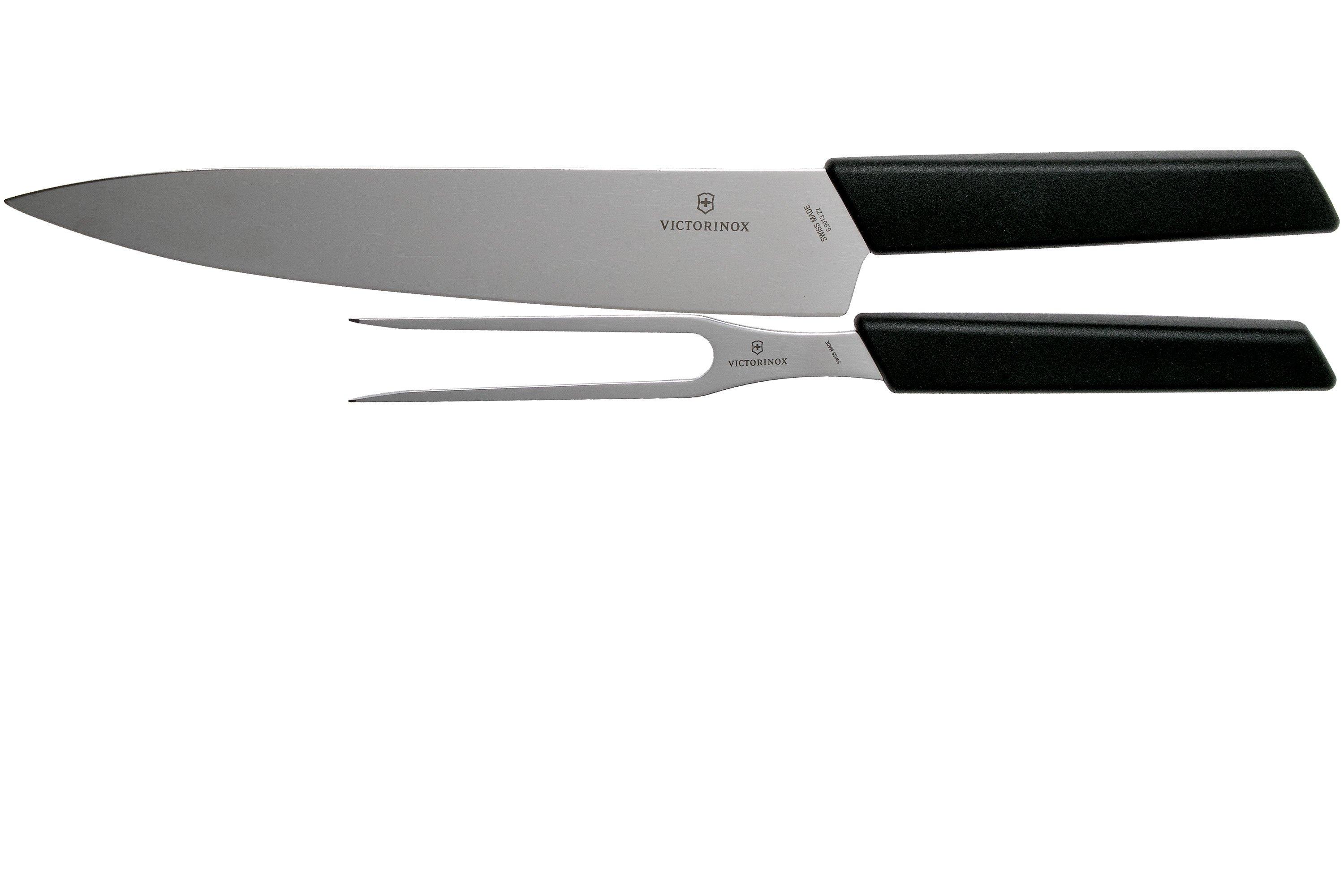 Victorinox Swiss Modern carving knife and meat fork, black