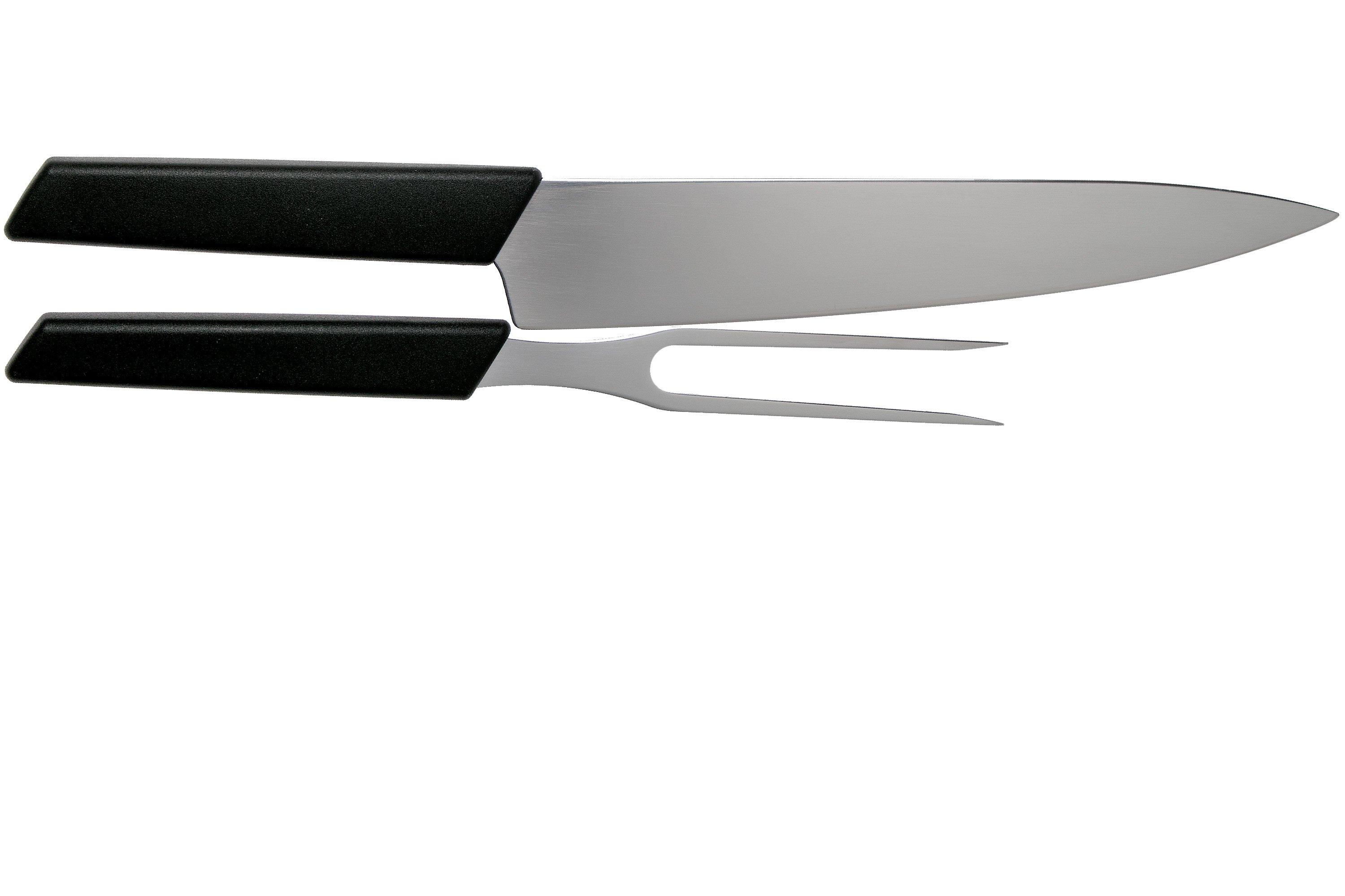 Victorinox Swiss Modern carving knife and meat fork, black