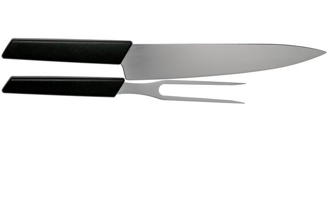 Victorinox Swiss Modern carving knife and meat fork, black