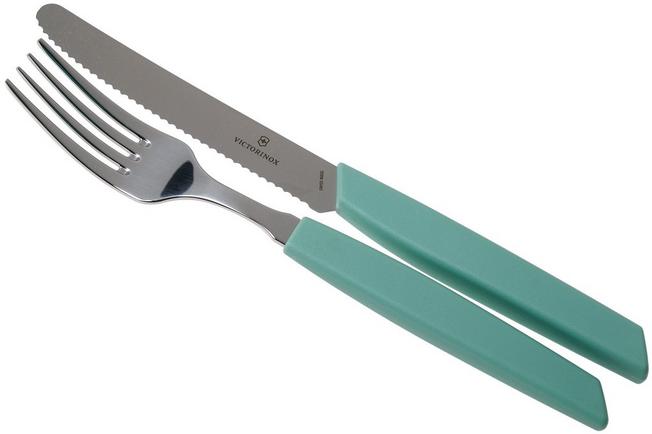 Victorinox Swiss Modern 6.9096.11W41.12, 12-pz set di posate con coltello  da pomodoro, verde