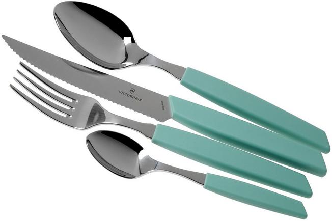 Victorinox Swiss Modern 6.9096.12W41.24 24 piece cutlery set with steak knife green