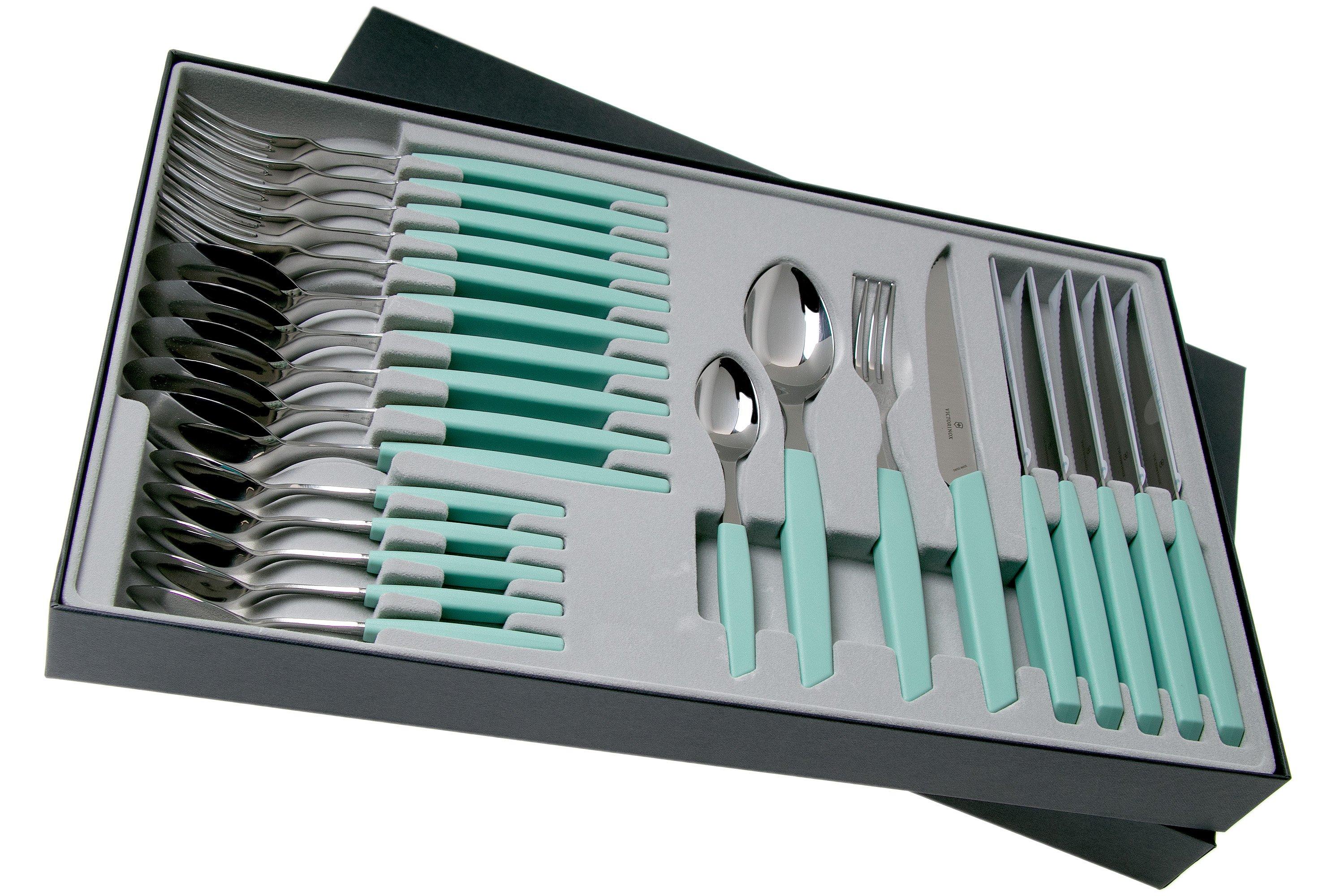 Victorinox Swiss Modern 6.9096.12W41.24 24 piece cutlery set with steak knife green