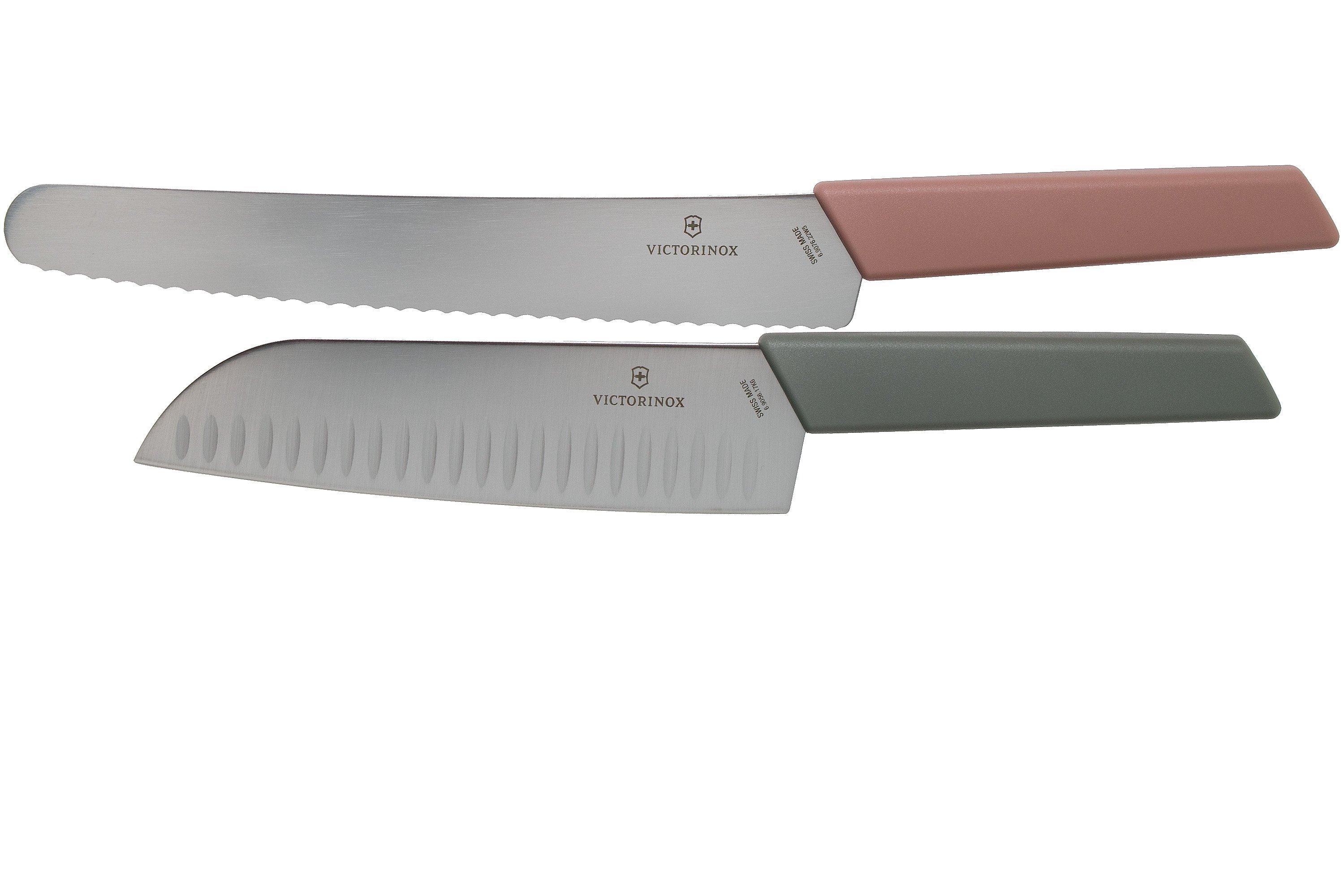 Victorinox Swiss Modern juego de cuchillos de dos piezas, cuchillo para pan  y santoku