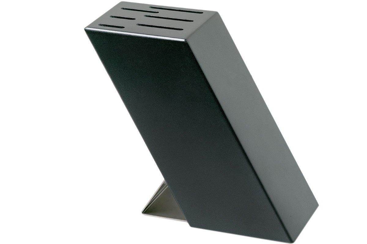 Blocco Portacoltelli Global MB-05 In Acciaio Inox Per 8 Coltelli - Design Komin Yamada, Piedini In Gomma, Sicuro Ed Elegante