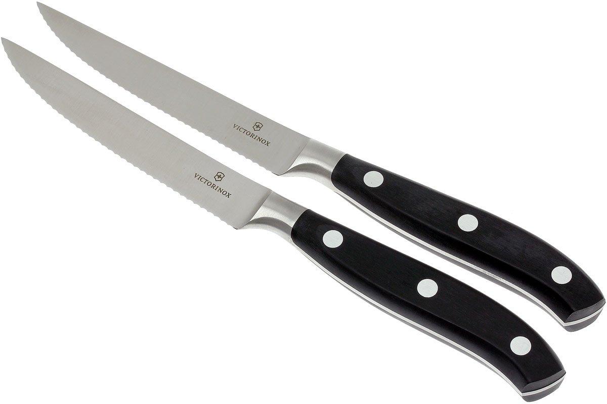  Victorinox 7.7240.2W Grand Maitre Serrated Steak Knife Set  Black Set of 2: Home & Kitchen